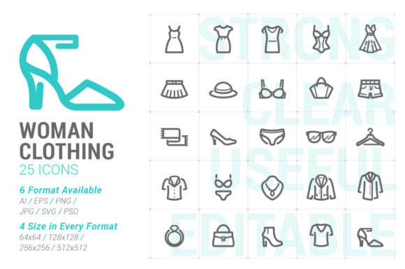 Clothing Woman Strong Line Icon: Strategic Asset Selection for Digital Interfaces