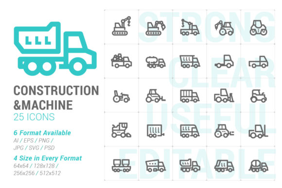 Construction Machine Strong Line Icon: A Comprehensive Resource for Industrial Design