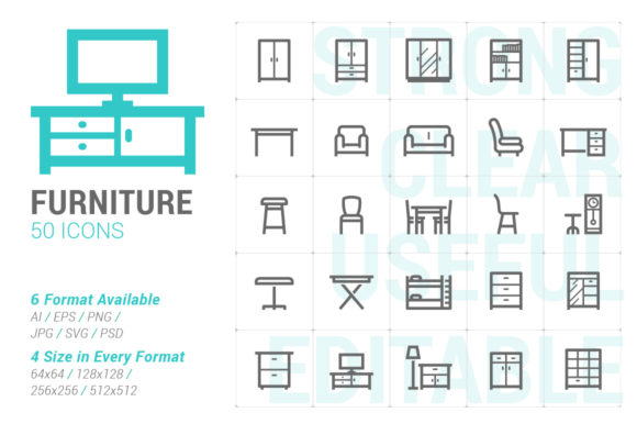 Furniture Strong Line Icon: A Practical Asset for Digital Design