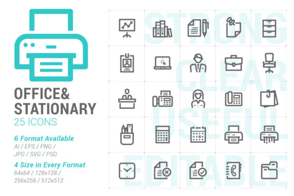 Office Stationary Strong Line Icon: Elevating Visual Communication in Professional Design