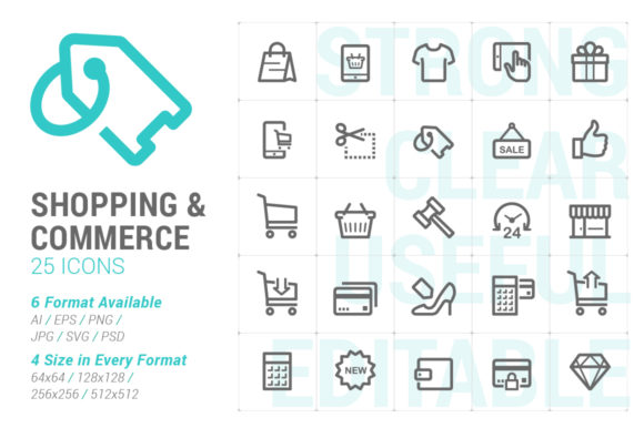 Shopping Commerce Strong Line Icon Guide