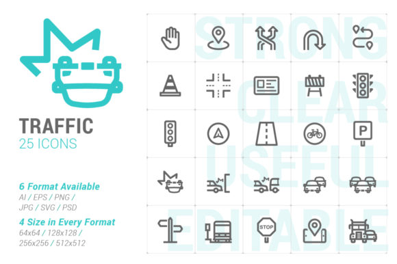 Traffic Strong Line Icon: Versatile Design Assets